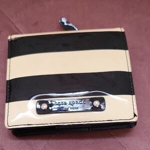 Kate Spade Black and Cream Striped Wallet